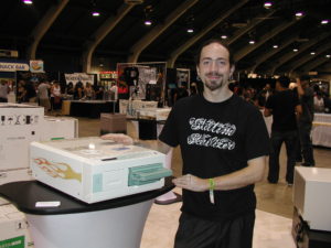 Brian Skellie of Piercers.com demonstrating a Statim 5000 (classic) unit in 2007 at the Body Art Expo in California